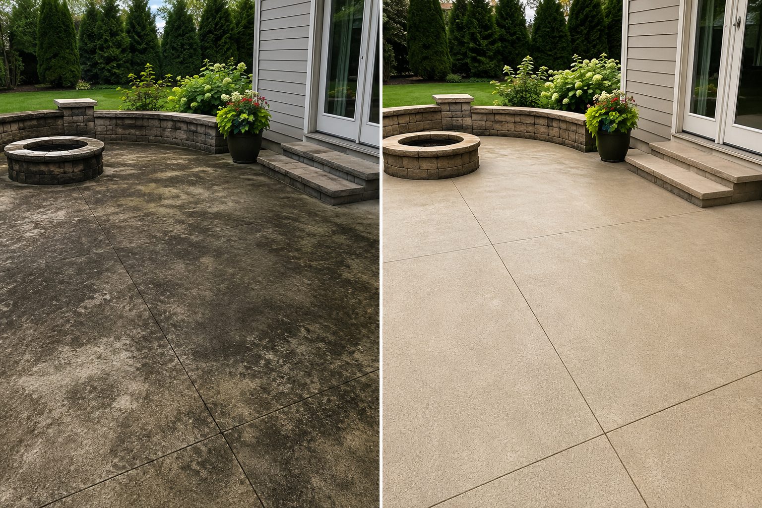 ChatGPT Image May 12, 2026, 01_51_53 PM Before and after of patio cleaned by Cody X: dirty vs bright concrete Cody X Pressure Washing