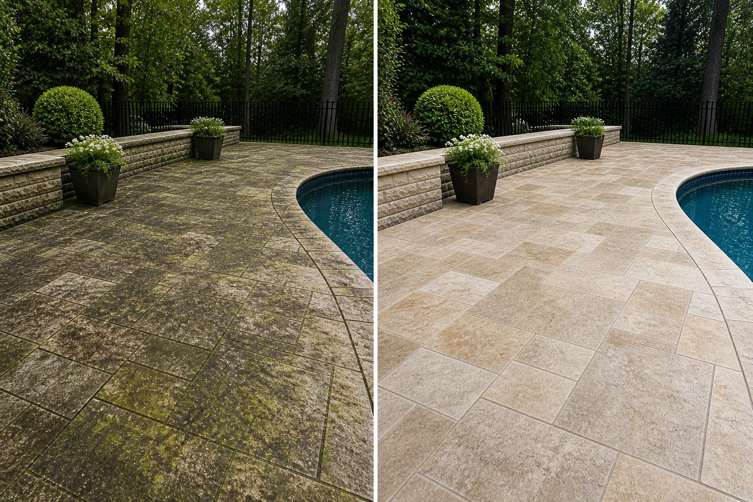 ChatGPT Image May 4, 2026, 02_55_39 PM Before and after of a poolside patio cleaned by Cody X services Cody X Pressure Washing