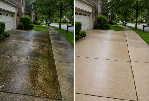 ChatGPT Image May 4, 2026, 03_01_54 PM Driveway before and after Cody-X pressure washing: dirty vs. clean. Cody-X Pressure Washing