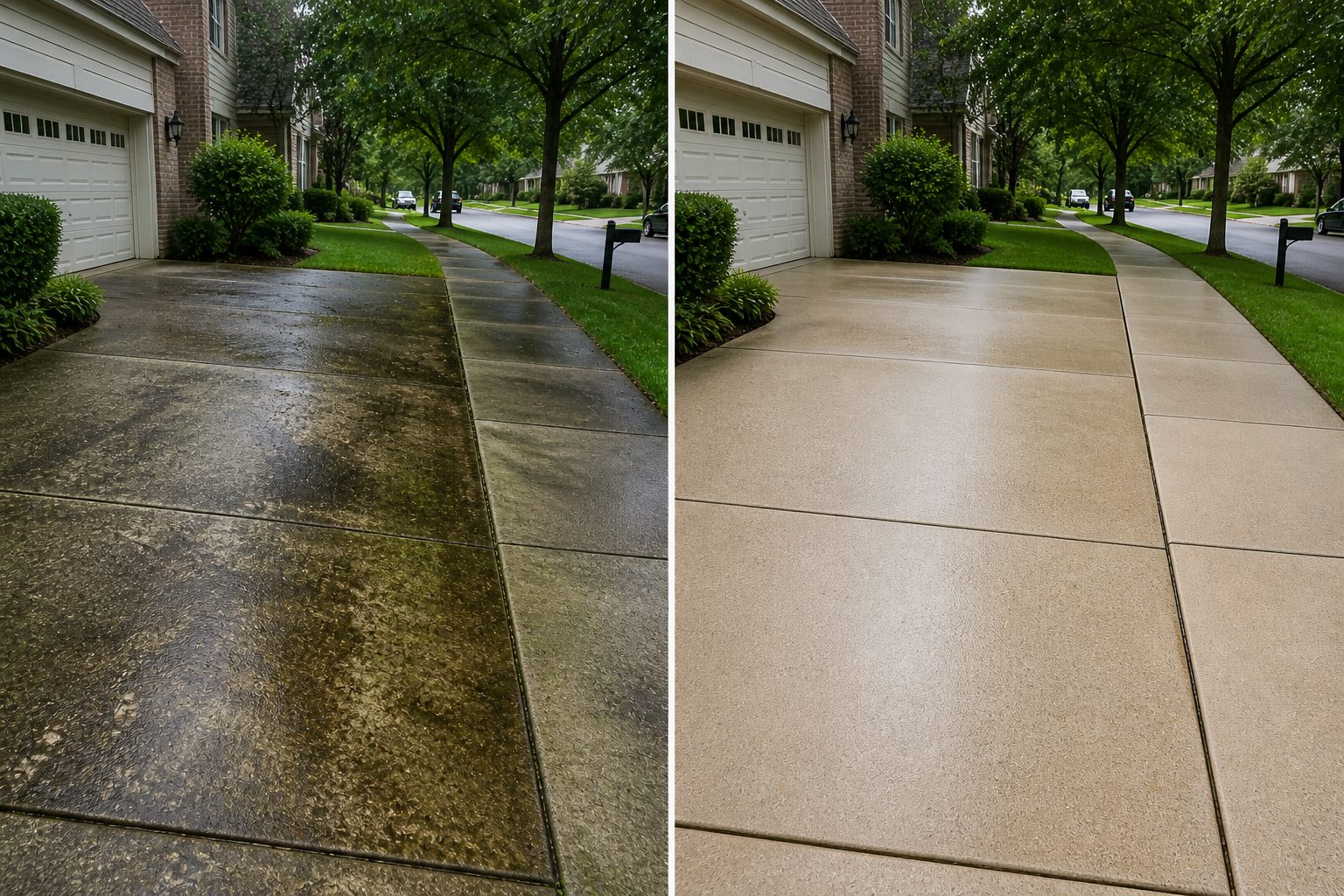 Driveway before and after Cody X pressure washing: dirty vs  clean  Cody X Pressure Washing