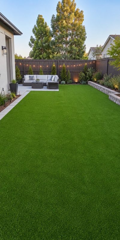 turf in backyard